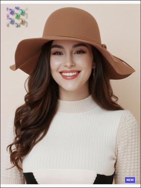 100% Wool Foldable Wide Brim Retro Fedora Floppy Felt Bowler Hat Adjustable main image 6